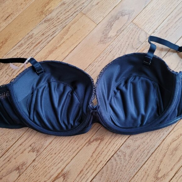 NWT La Vie En Rose Push-Up Strapless Demi Bra Navy Blue Size 38D - Picture 6 of 14